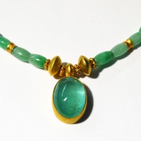 Gold - Smaragd - Anhänger an Gold - Jade - Kette